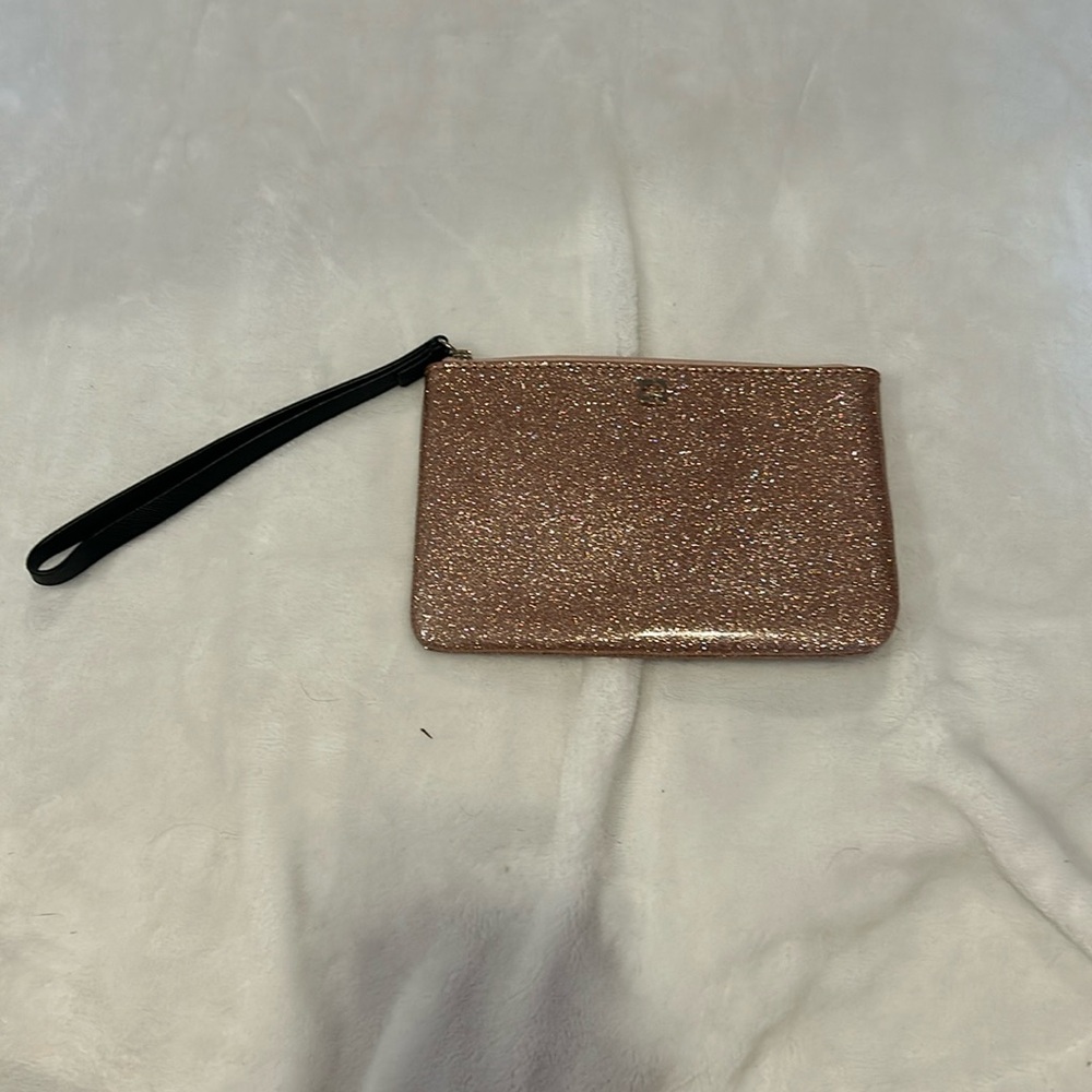 Kate spade sparkly pink clutch with wrist strap